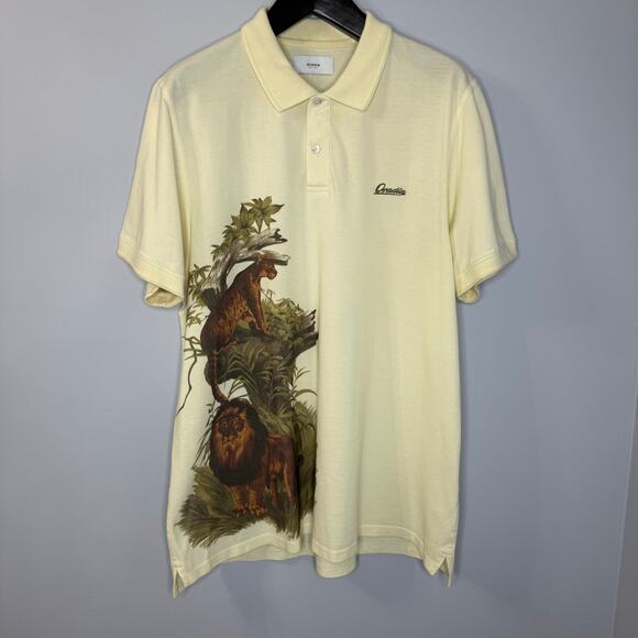 Ovadia New York Polo Shirt Jangle Safari Animal Print Cream Sz XL - Picture 9 of 12